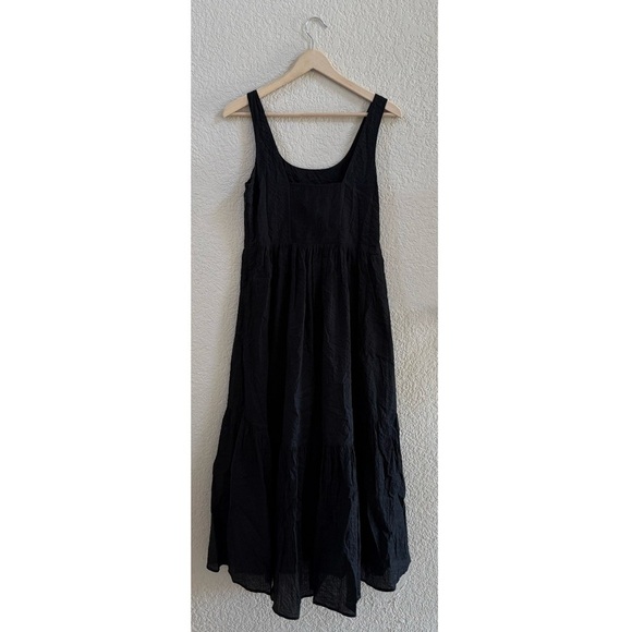AYR Dress Magic Hour Maxi Sleeveless Crinkle Tiered Chic Minimalist Black Small - Picture 5 of 10